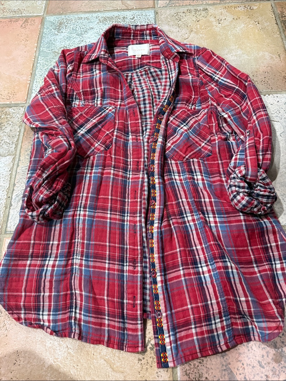 Skies Are Blue Red Plaid Button-Down Shirt